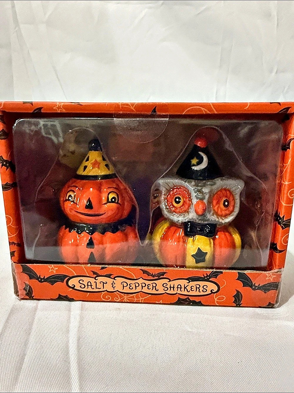 Transpac Johanna Parker Pumpkin and Owl Salt & Pepper Shaker Set & Owl Salt &